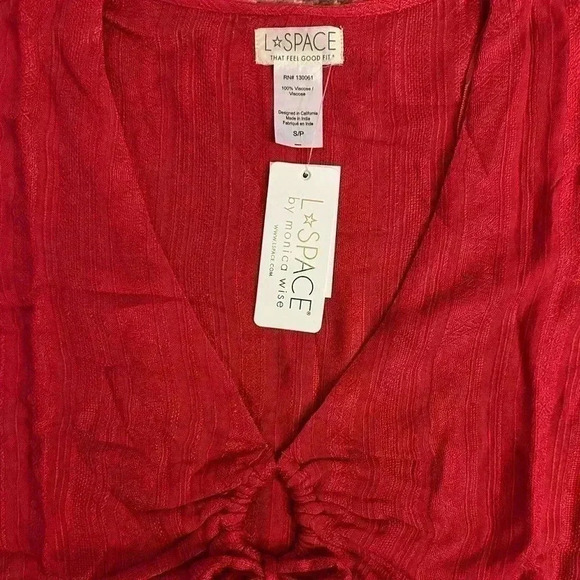 L*Space NWT Piper Red Crop Top Tie Front Small - Picture 6 of 6